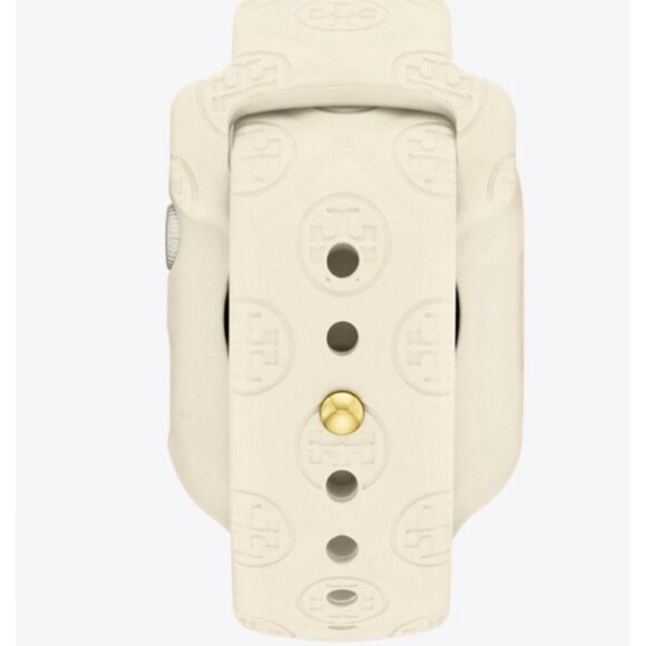 Tory Burch Apple Watch Band 41mm White Silicone Strap The T Monogram TBS0106